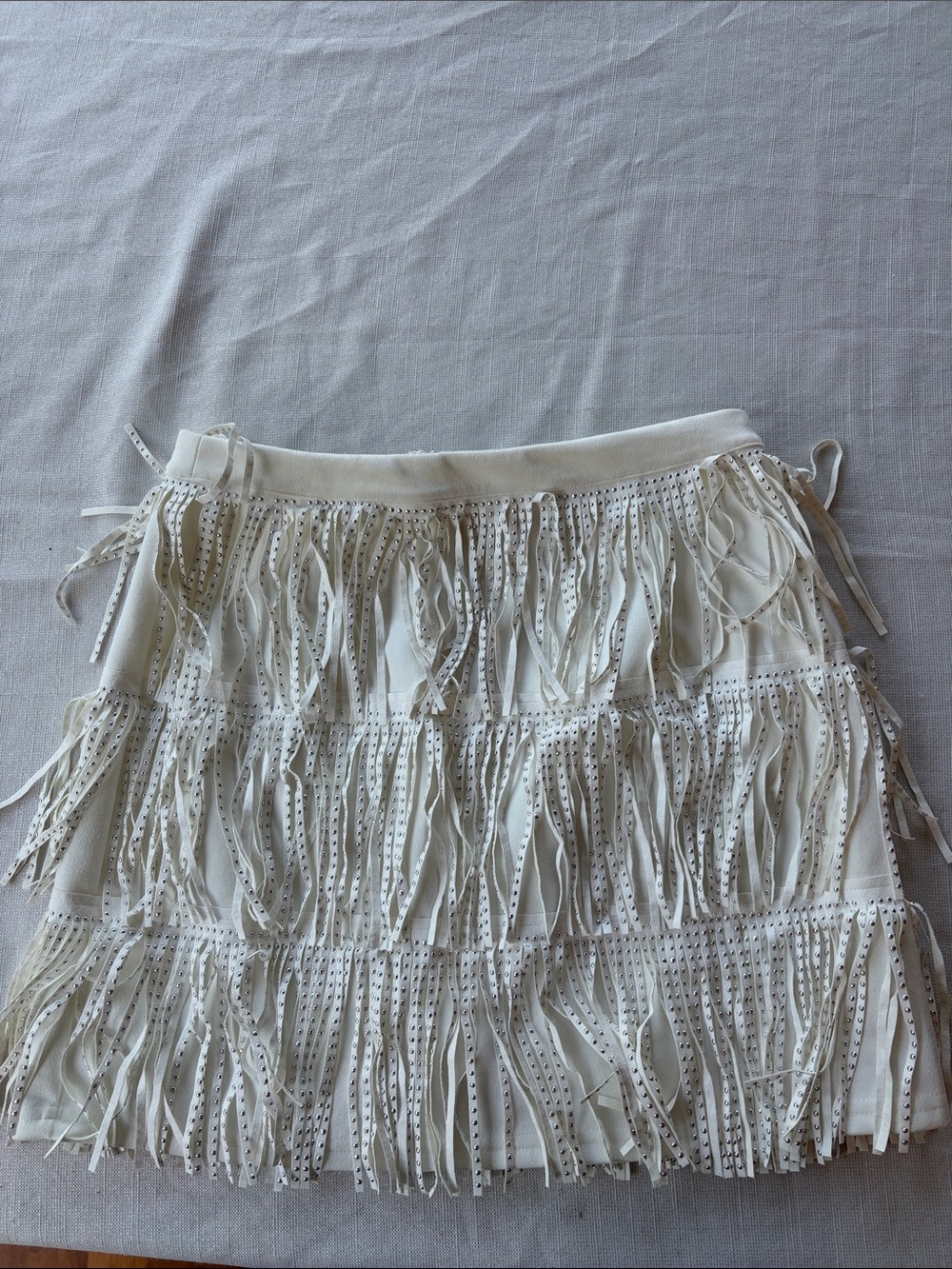 Francesca's + Audrey Parks Ivory Fringe Mini Skirt